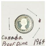 1964 Canada Proof 10 Cents Coin 80% Silver