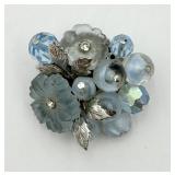 Vintage ï¿½Coroï¿½ Blue & Silver Beaded Pin