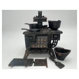 Vintage "Queen" Miniature Cast Iron Toy Stove