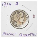 1914-D Barber Quarter 90% Silver