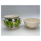 Vintage Art Pottery Planter & Basketweave Bowl