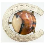 VTG Western Lapidary Horseshoe Belt Buckle