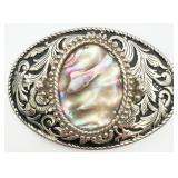 VTG Western Oval Abalone Shell Belt Buckle