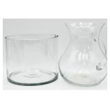Glass Pitcher & Glass Wide Vase