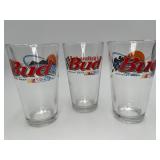 3 Budweiser NASCAR Racetrack Pint Glasses Set