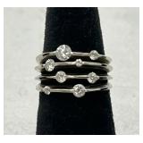 14K White Gold 4 Band Diamond Ring w/1ctw Total
