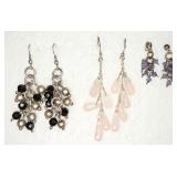 3 Pairs 925 Dangle Earrings
