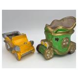2  Vintage Ceramic Jalopy/Antique Car Planters