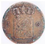 1863 Netherlands 1 Cent Copper Coin