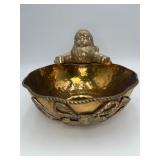 Vintage Brass Christmas Santa Bowl