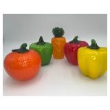 5 Murano-Style Art Glass Fruits And Vegetables