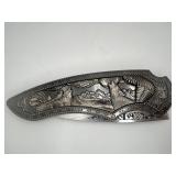 Large 11 ï¿½ï¿½ Wolf Engraved Folding Knife
