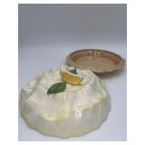 Vtg Ceramic Lemon Meringue Pie Keeper Cover 10.75"