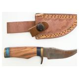 Custom Damascus Steel Trailing Point Hunting Knife