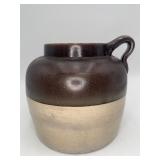 Antique 2-Tone Stoneware Handled Bean Pot No Lid