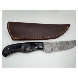 Custom Damascus Hunting Knife with Sheath