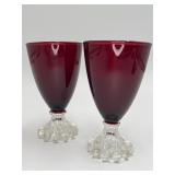 2-Anchor Hocking "Boopie" Ruby Juice Glasses