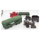 6 Piece VTG Cast Iron Toy Train Set