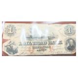 Authentic AUG. 1st 1853 $1 Note Erie & Kalamazoo