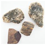 2 Mica Schist & 2 Petrified Wood