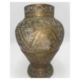 VTG 11" Ornate Etched Brass Middle Eastern Urn