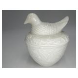 Vintage Avon Milk Glass Bird on Nest #16