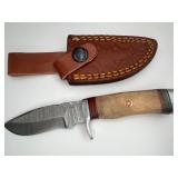 Damascus Hunting Knife & Sheath
