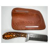 Handmade Damascus Cowboy Bull Cutter Knifew/Sheath