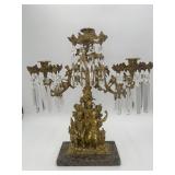 Antique Victorian Brass Girandole Candelabra