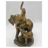 Vintage Gilt Painted Faux-Jade Elephant Statue