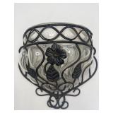 Vintage Caged Bubble Glass Wall Planter