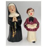 Vintage Ceramic Nun & Choir Boy Figurines