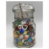 VTG Ball Ideal Jar w/Bail Closure & Marbles