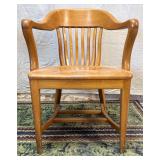 *Vintage Wood Armchair with Curved Slat Back