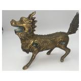 Chinese Vintage Brass Qilin Statue
