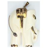 VTG Pre-Ban Ivory & Gold tone Elephant Pendant