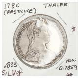 1780 Maria Theresa Thaler Restrike Silver Coin