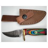 Damascus Hunting Knife & Sheath