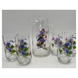 Avon Wild Violets Pitcher & 6 Glasses
