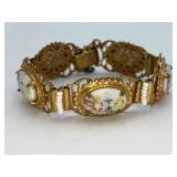 Miriam Haskell Panels Link /Hinged Cuff Bracelet