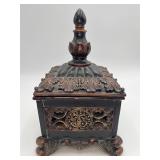 Ornate, Dark-finished Decorative Box w/Lid