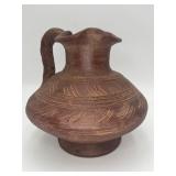 Rustic Unmarked Terracotta Pottery Pitcher