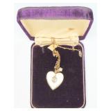 VTG USN Mother-of-Pearl Locket Pendant & Chain