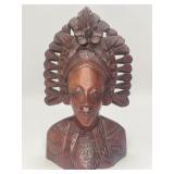 Vintage Balinese Hand-Carved Wooden Bust