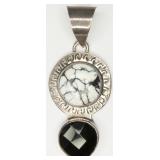 925 Howlite & Onyx Pendant