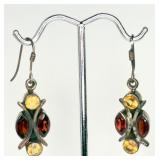 925 Citrine & Garnet Drop Earrings