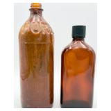 2 VTG Amber Glass Bottles