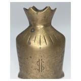 Vintage Solid Brass Money Bag Figurine Vase