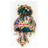 Single Antique Qatar Handpainted Enameled Earring