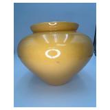 Vibrant Yellow Glazed Ceramic Squat Urn Vase